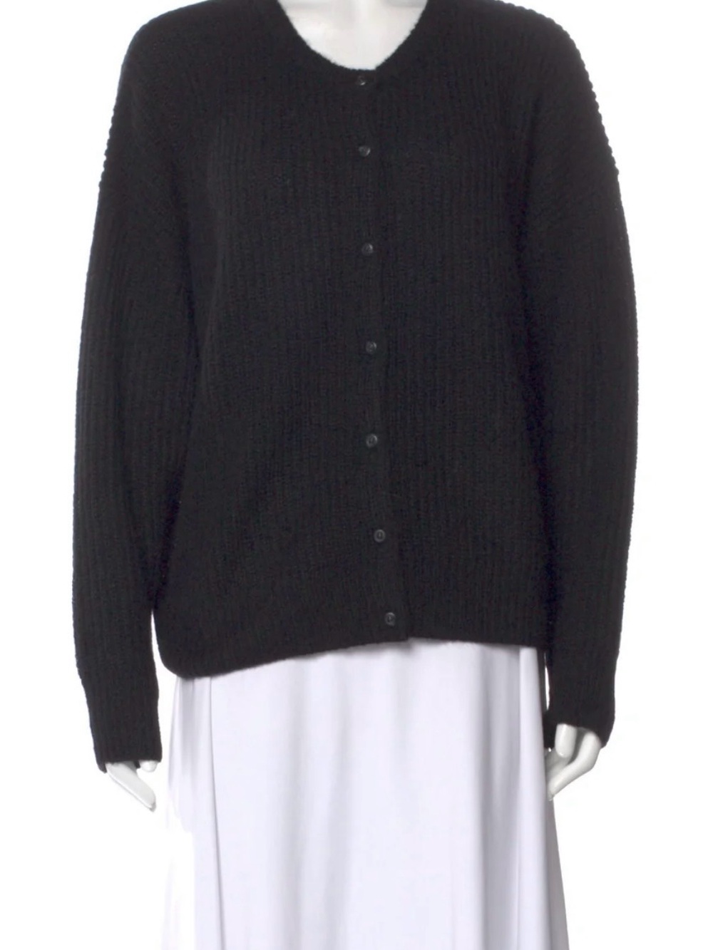 Jenni Kayne Black Ribbed Button-Front Cardigan